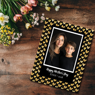 Dark Mode Golden Hearts Mother's Day Card