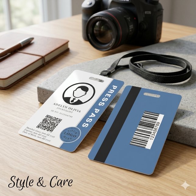 Dark Moderate Blue Press ID for Journalists Badge (Dark Moderate Blue Press ID for Journalists Badge)