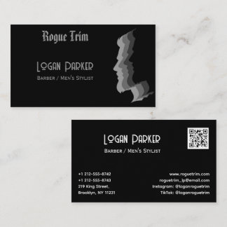 Dark Modern Barbershop Men's Stylist Business Card