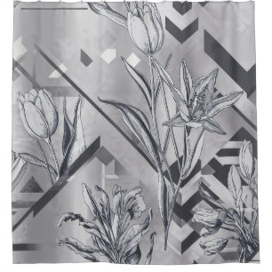 Dark Modern Geometric Tulip Line Art Pattern (2)