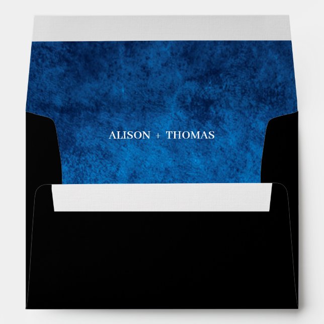 Dark Moody Black Blue with scratches Wedding  Envelope (Back (Bottom))
