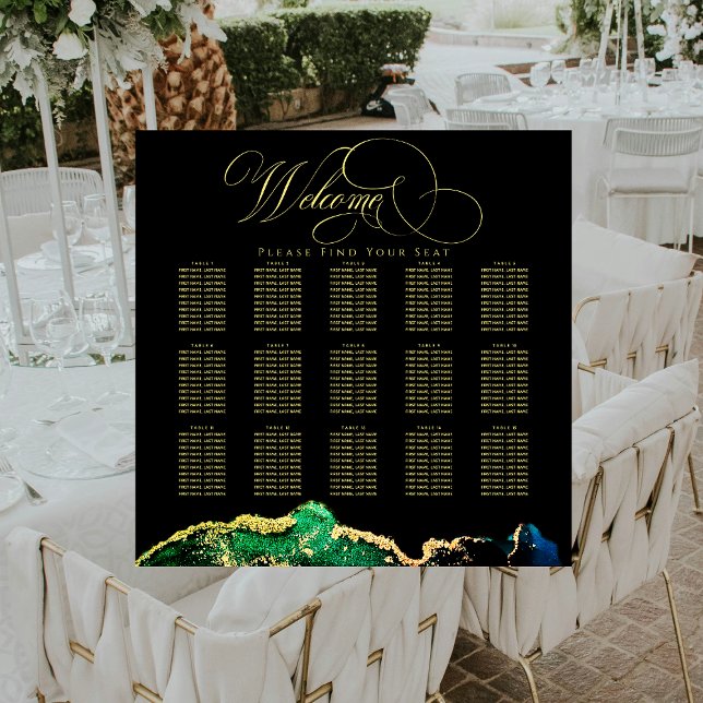  Dark Moody Black Green Bronze Seating Chart (Dark Moody 15 Table Black Green Seating Chart)