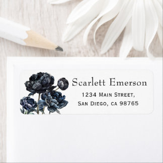 Dark Moody Blue Floral Bridal Shower Address