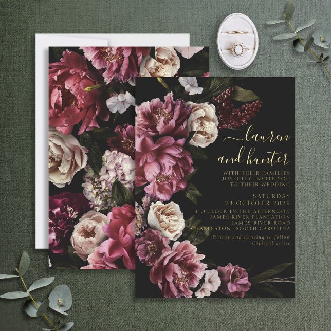 Dark Moody Blush Burgundy Floral Wedding Gold (Creator Uploaded)