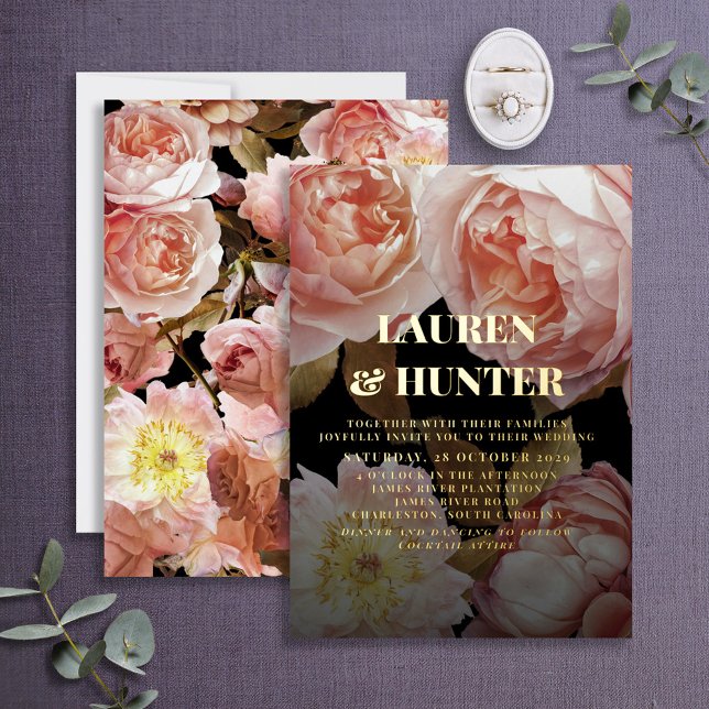 Dark Moody Blush Pink Botanical Wedding Gold (Creator Uploaded)