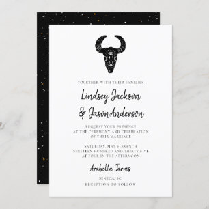 Dark Moody Bohemian Rustic Western Wedding Invitation