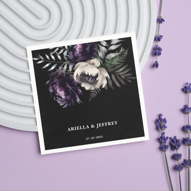 Dark moody boho elegant wedding template napkin (Dark moody boho elegant wedding template napkins personalized wedding tableware gothic wedding)