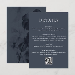 Dark Moody Botanical Overlay Blue Wedding Enclosure Card