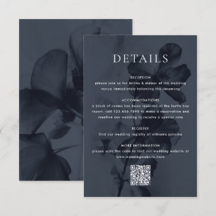 Dark Moody Botanical Overlay Blue Wedding Enclosure Card
