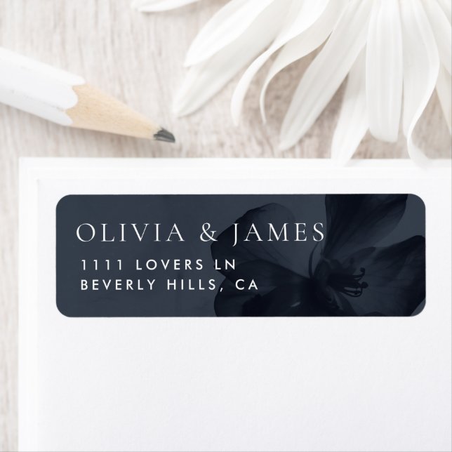 Dark Moody Botanical Wedding Return Address (Insitu)
