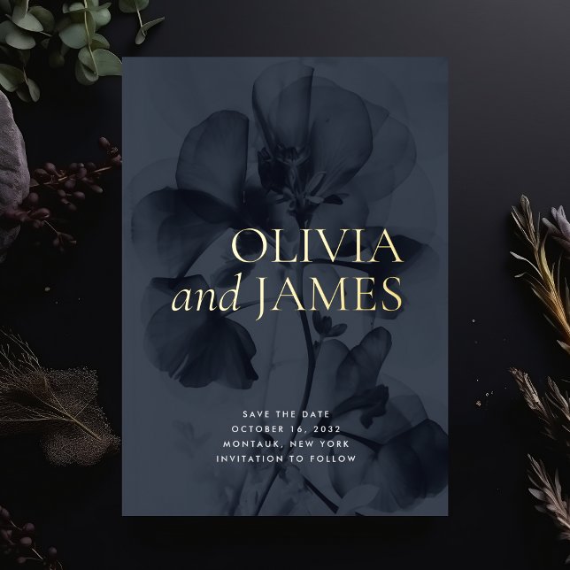 Dark Moody Botanical Wedding Save the Date (Creator Uploaded)