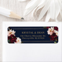 Dark Moody Burgundy Blush Navy Blue Floral Wedding