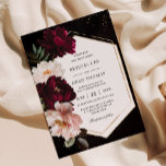 Dark Moody Burgundy Blush Peonies Floral Wedding Invitation<br><div class="desc">Personalize this elegant wedding invitation easily and quickly. Simply click the Edit Using Design Tools button to edit the text,  change fonts and fonts colours. Featuring decadent burgundy and blush pink peony flowers against a dark moody background. Matching items available in store. (c) Somerset Fine Paperie</div>