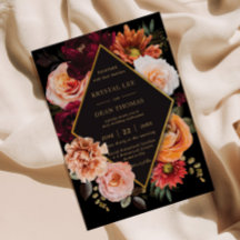 Dark Moody Burgundy Orange Rust Floral Wedding