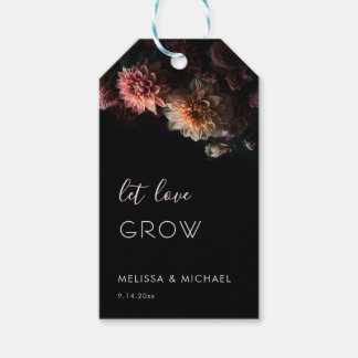 Dark Moody Dahlia Flower Wedding Thank You Gift Tags