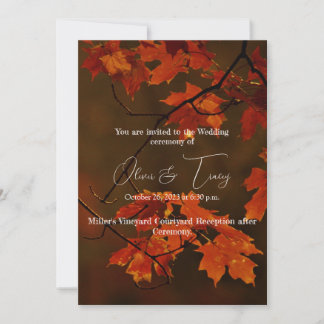 Dark moody elegant foliage wedding invitation