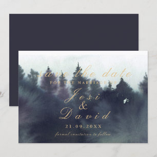 Dark Moody Ethereal Forest Wedding Save The Date Invitation