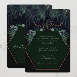 Dark & Moody Eucalyptus Leaves Wedding Invitation