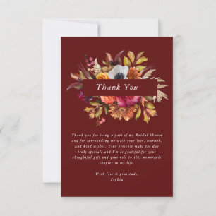 Dark Moody Fall Floral Bridal Shower Thank You Card