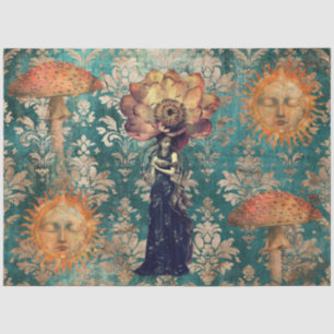 Dark Moody Fantasy Garden Collage Decoupage Tissue Paper