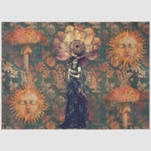 Dark Moody Fantasy Garden Collage Decoupage Tissue Paper