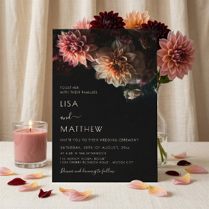 Dark Moody Floral   Casual Wedding Invitation