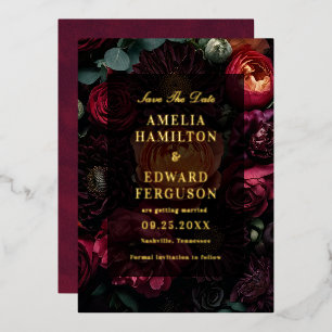 Dark Moody Floral Elegant Wedding Save The Date 