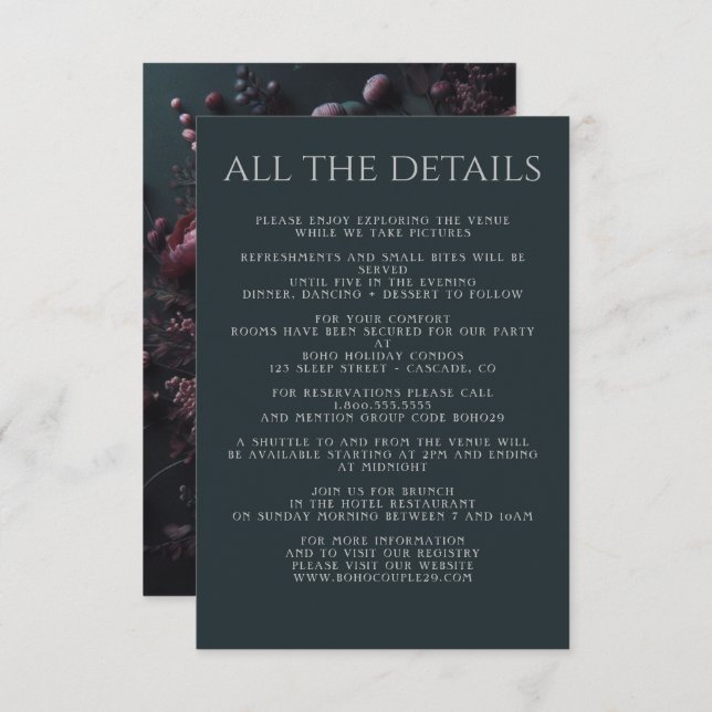 Dark Moody Floral Enclosure Card (Front/Back)