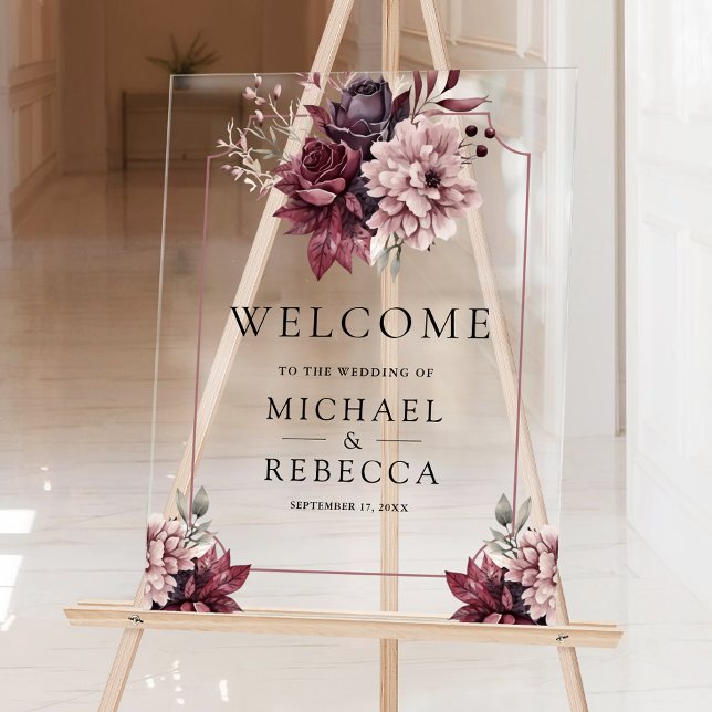 Dark Moody Floral Frame Wedding Welcome (Créateur téléchargé)