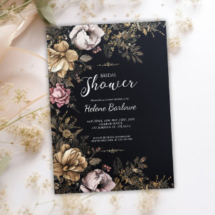 Dark Moody Floral Gothic Bridal Shower Invitation
