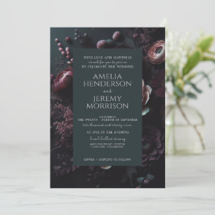 Dark Moody Floral Invitation