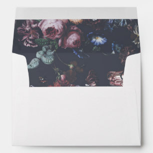 Dark Moody Floral Liner Wedding Envelope