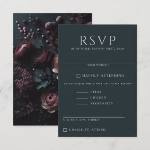 Dark Moody Floral RSVP Card