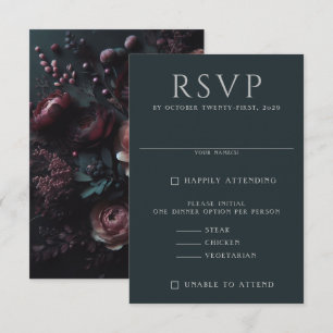 Dark Moody Floral RSVP Card