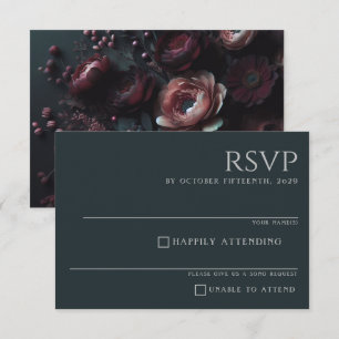 Dark Moody Floral RSVP Card