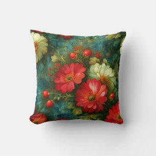 Dark Moody Floral Stylish Chic Aesthetic Rustic Throw Pillow