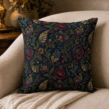 Dark Moody Floral Vintage Crewel Botanical Elegant