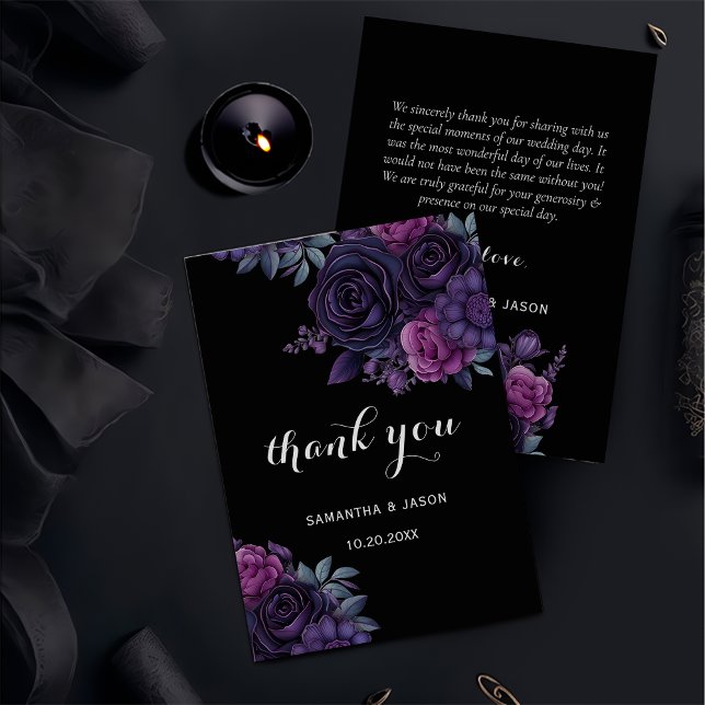 Dark Moody Florals gothique Carte de remerciements (Créateur téléchargé)