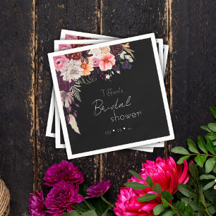 Dark Moody Flowers & Greenery Bridal Shower Napkin