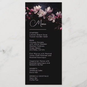 Dark Moody Flowers Magnolia Wedding Menu