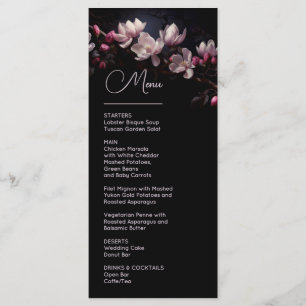 Dark Moody Flowers Magnolia Wedding Menu