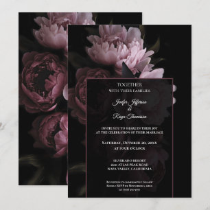 Dark moody flowers Photo Gothic wedding Invitation