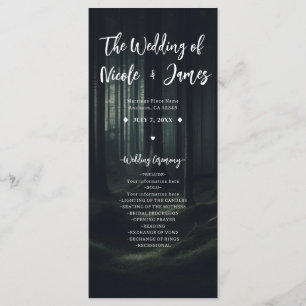 Dark Moody Forest Trees Twilight Wedding Program