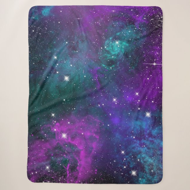 Dark Moody Galaxy Space Outer Nebula Starry Sky Sherpa Blanket (Front)