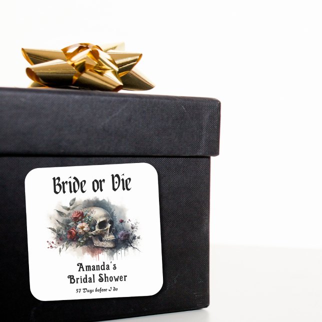 Dark Moody Gothic Bride or Die Bridal Shower Square Paper Coaster (Creator Uploaded)