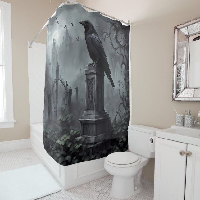 Dark Moody Gothic Crow – Haunting Bathroom Décor (In Situ)