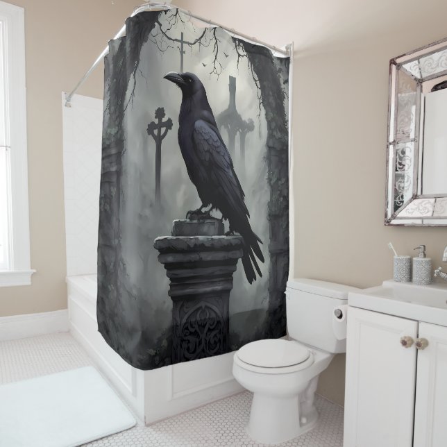 Dark Moody Gothic Crow – Haunting Bathroom Décor (In Situ)