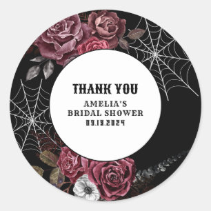 Dark moody gothic floral black Bridal Shower  Classic Round Sticker