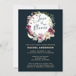 Dark Moody Love is in Bloom Bridal Shower Invitation