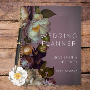 Dark Moody Mauve Floral Moderne Mariage Inviter
